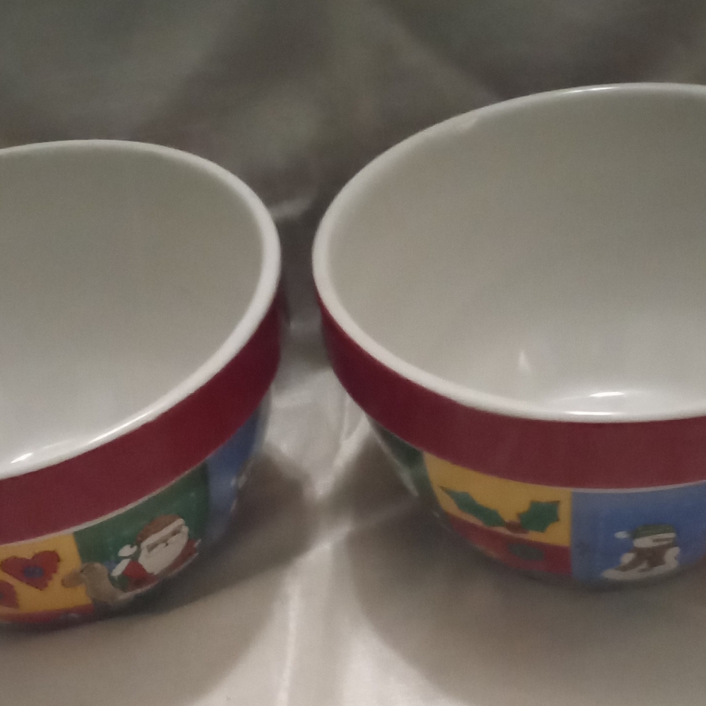 Red and White Ceramic Kitchen Bowls